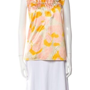 Marni Yellow and Pink Floral Sleeveless Blouse